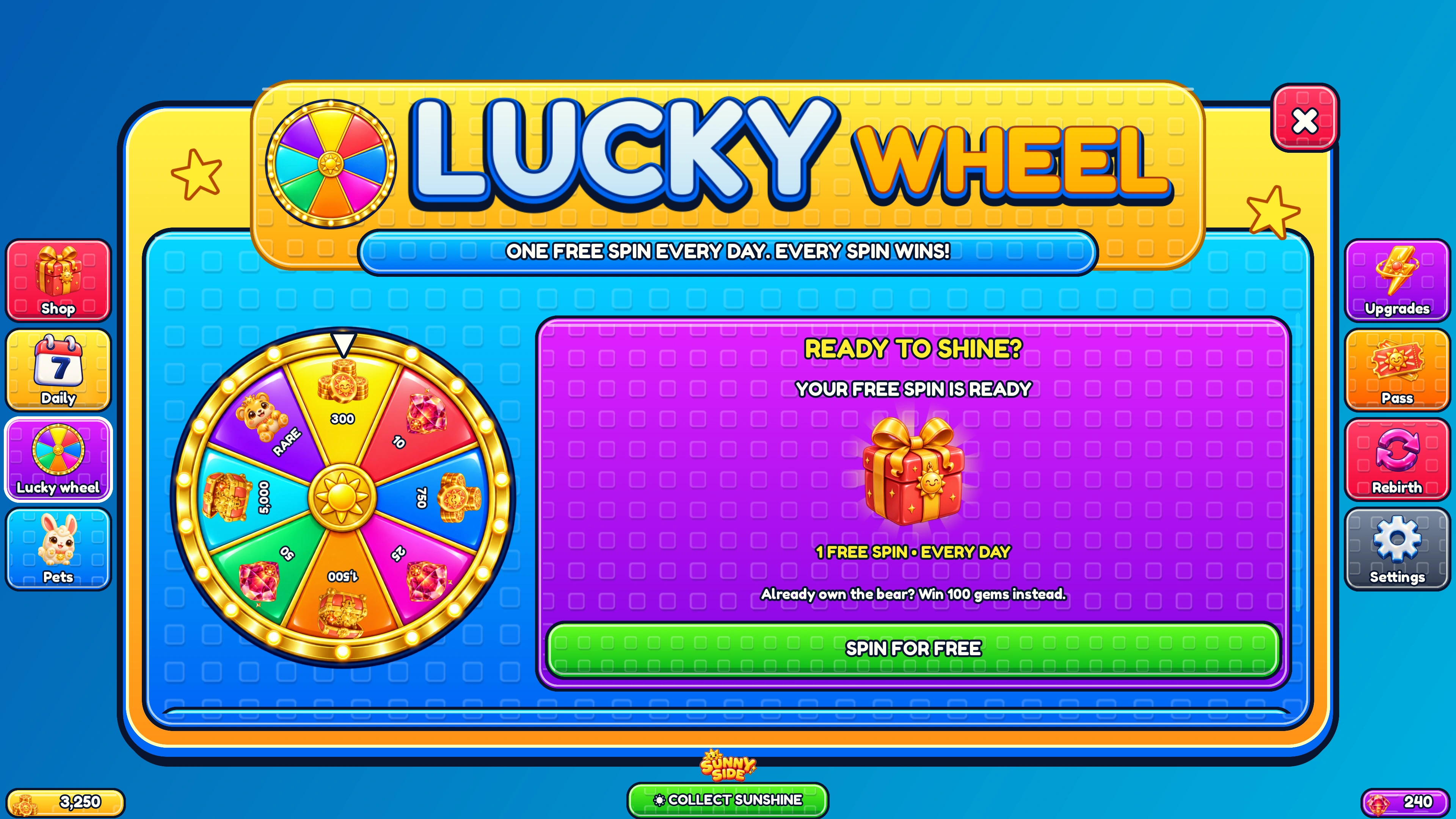 SUNNY SIDE — Lucky Wheel in Roblox Studio