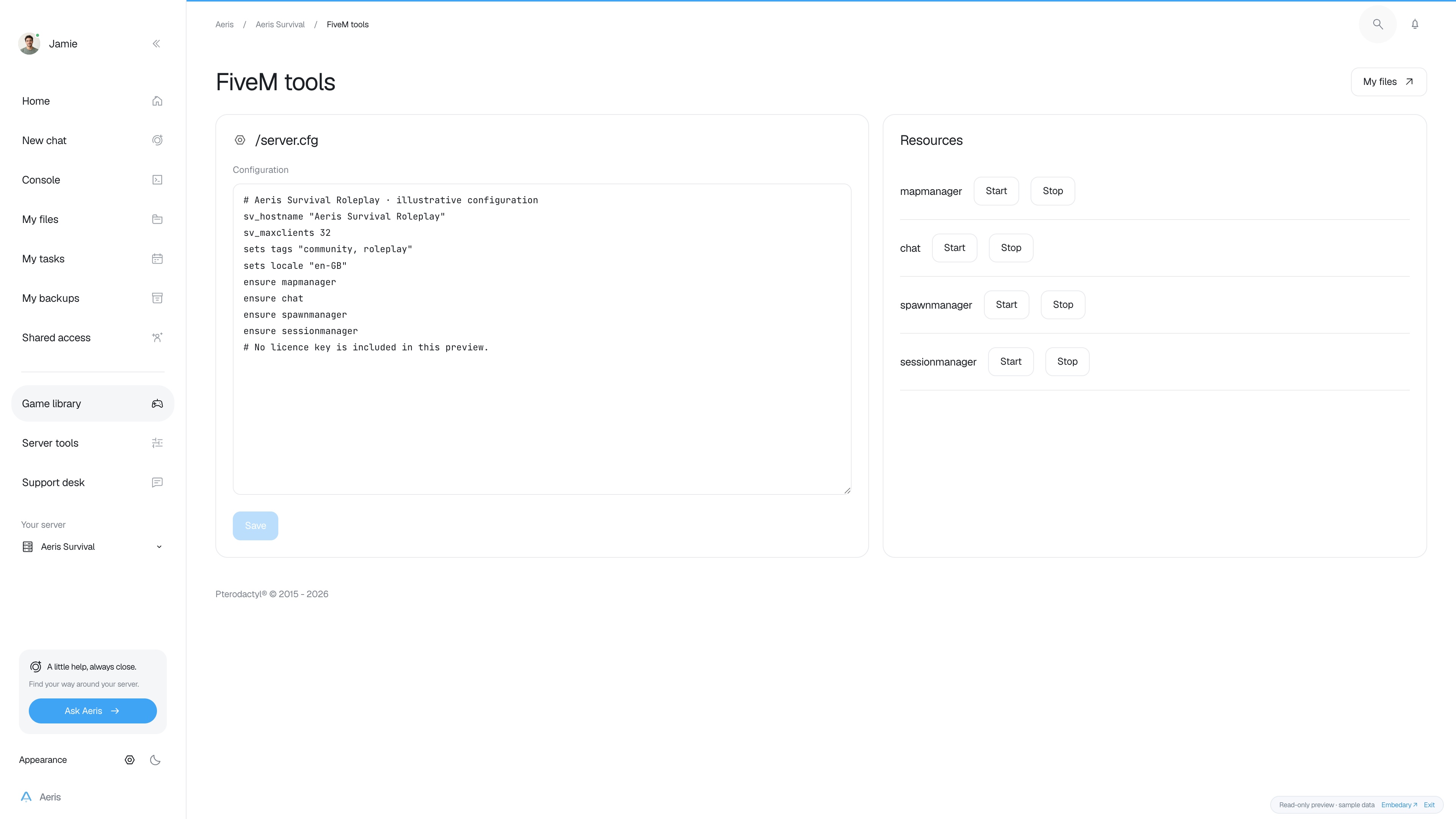 Aeris — FiveM resources · sample data
