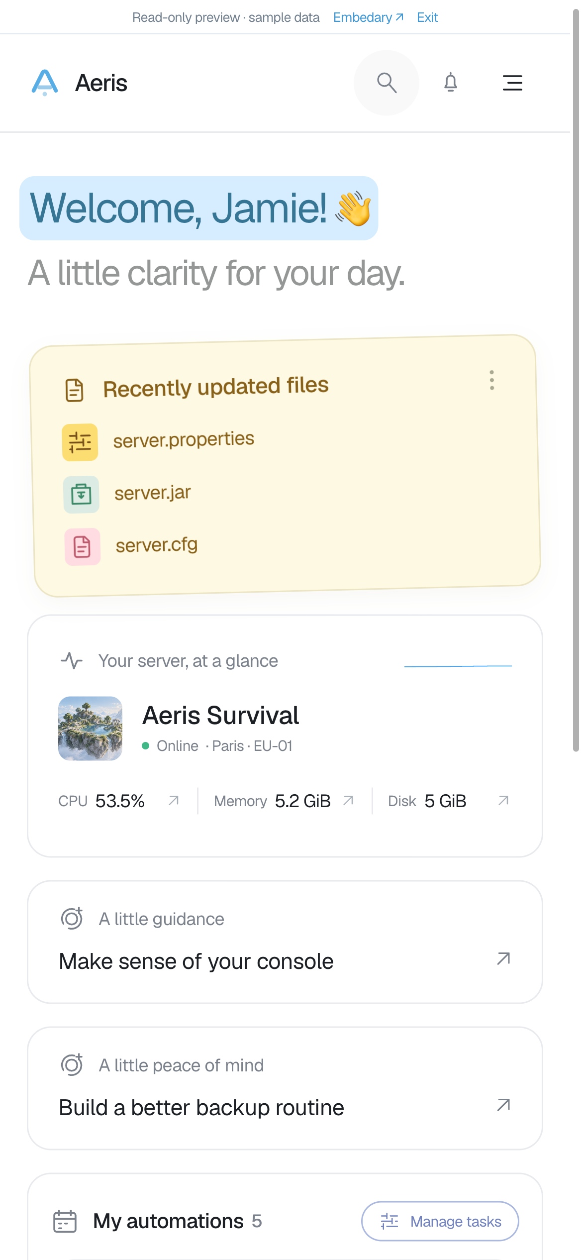 Aeris overview on mobile