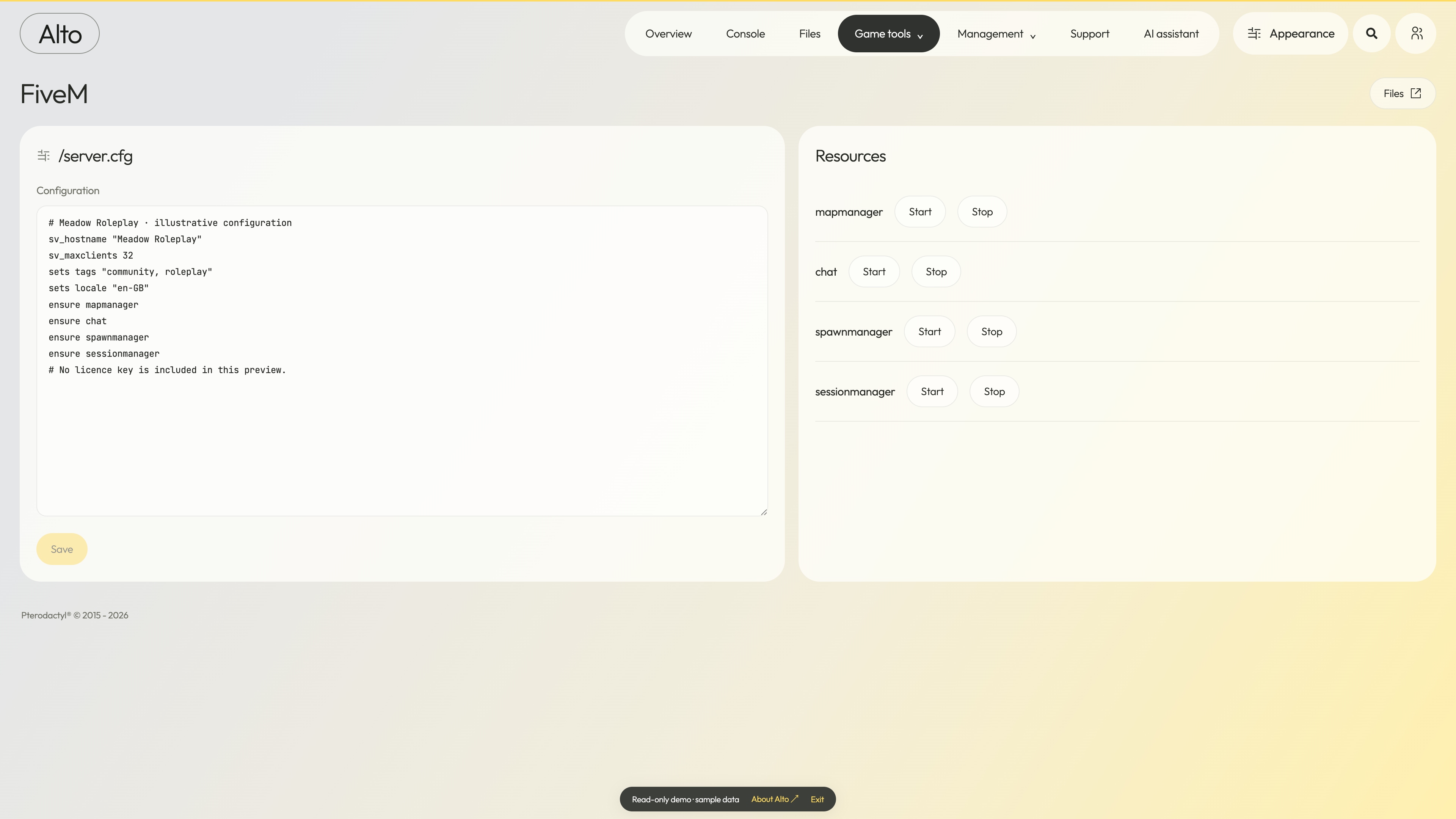 Alto — FiveM · sample data