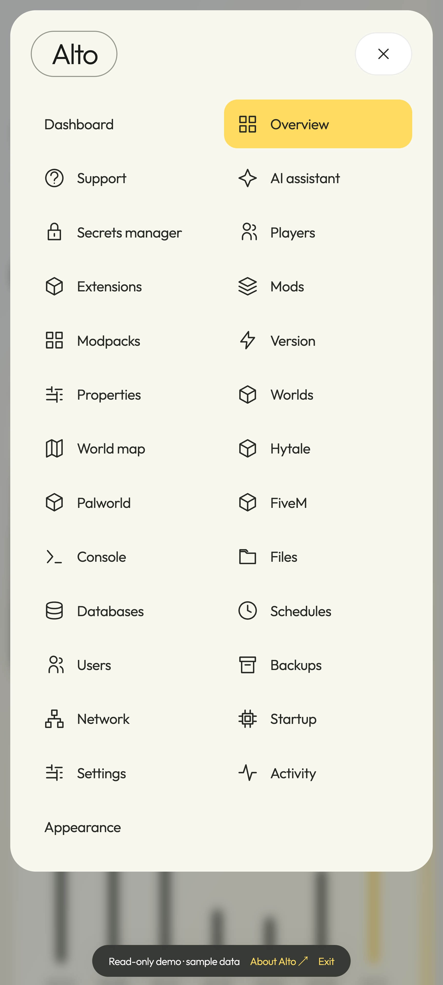 Alto mobile navigation drawer