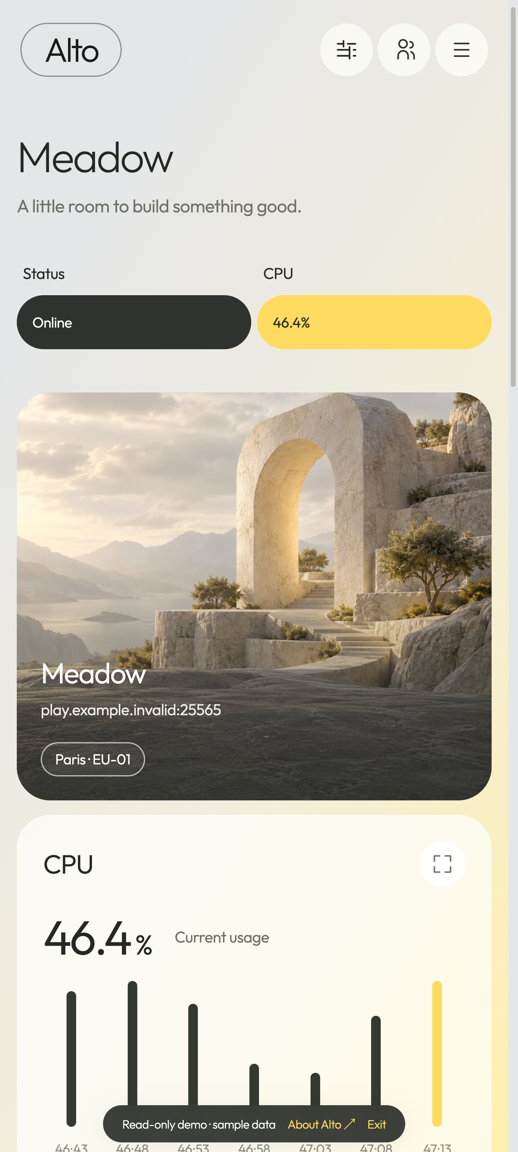 Alto overview on mobile