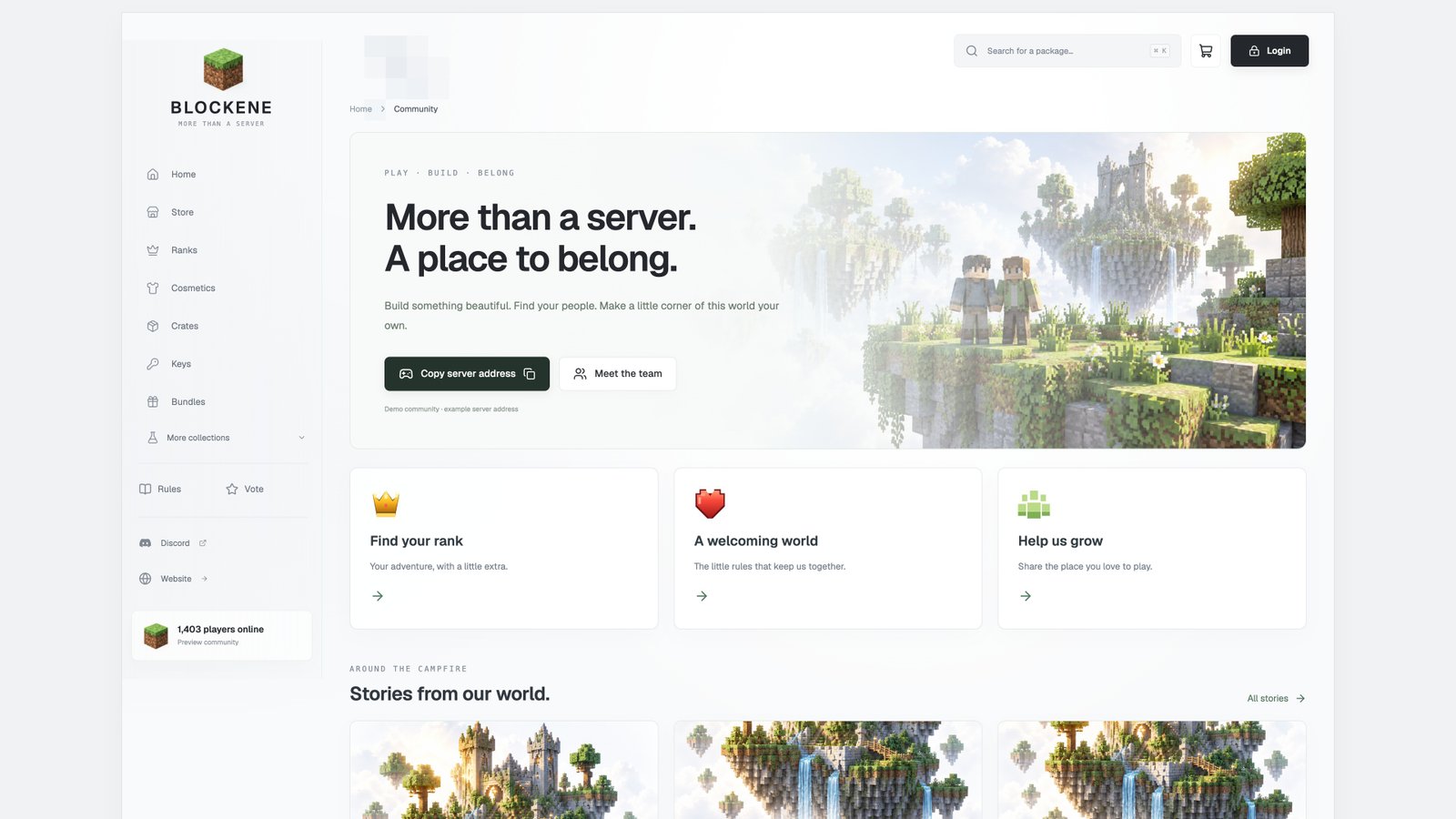 Community — actual Blockene interface with sample data