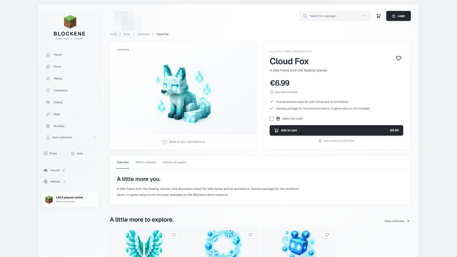 Product details — actual Blockene interface with sample data