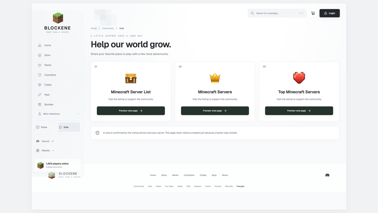 Voting page