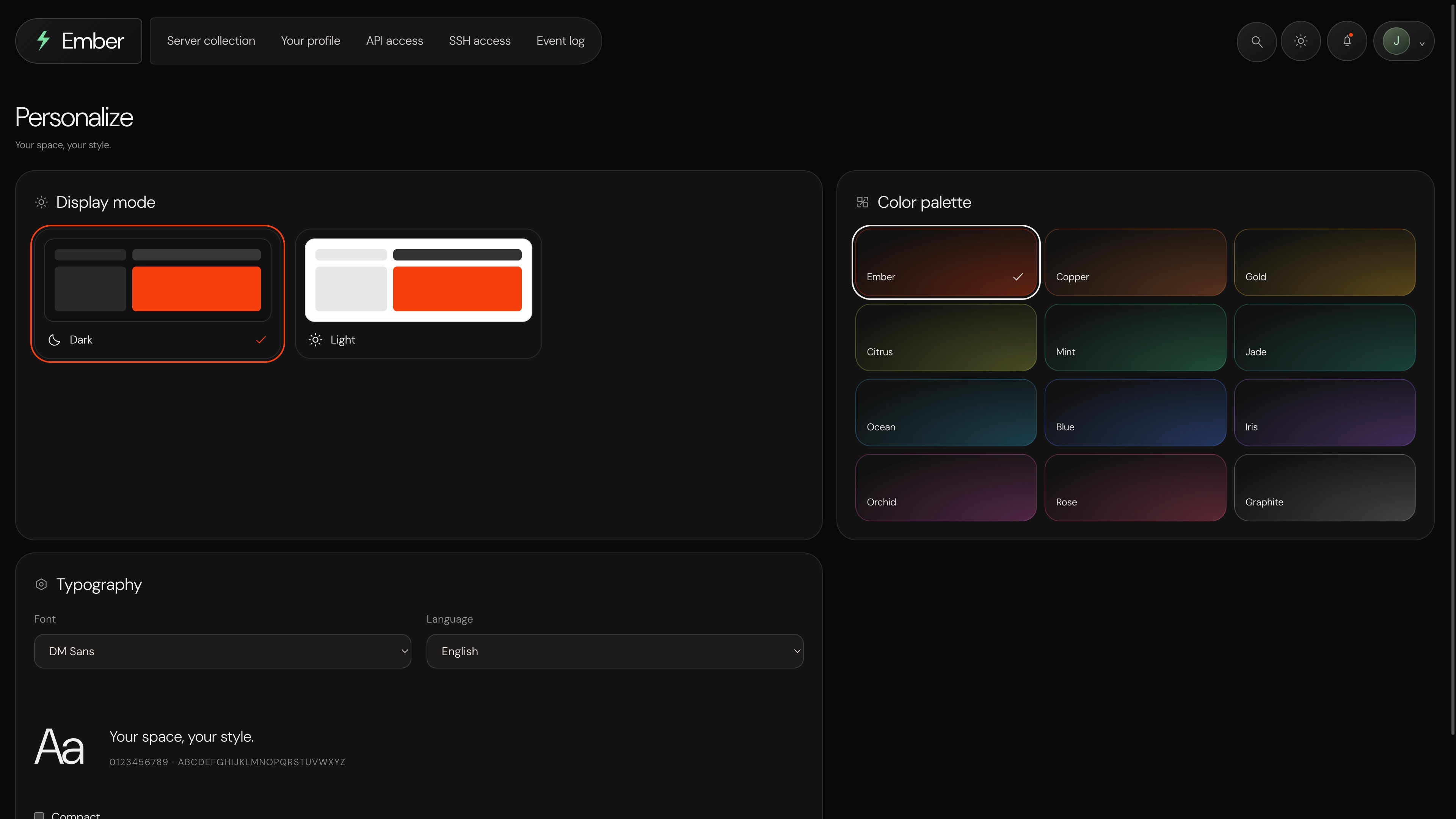 Ember — Personalize · sample data