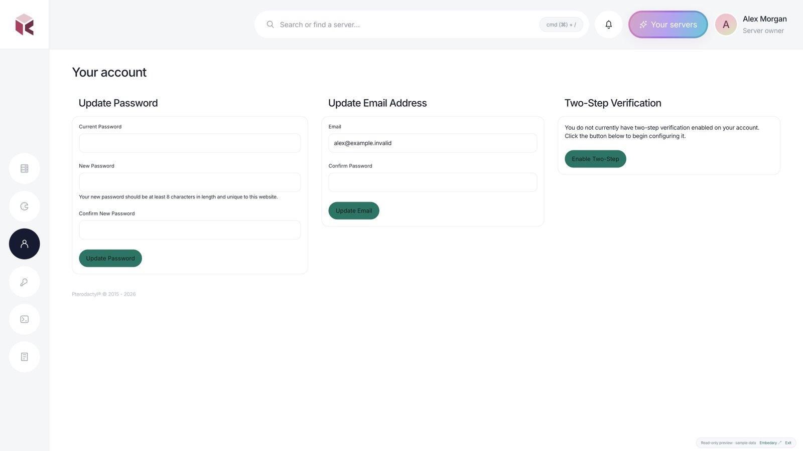 Kivo — Your account · sample data
