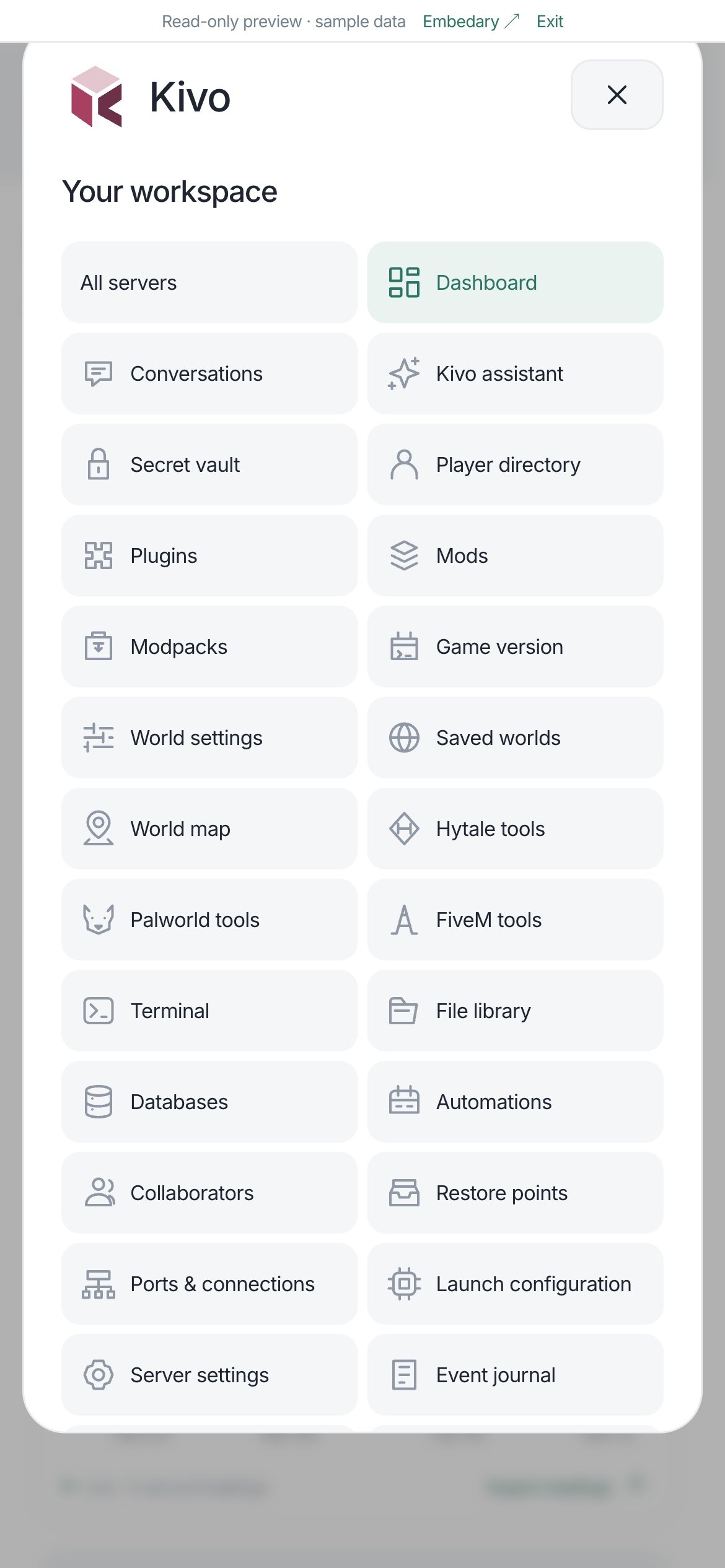 Kivo mobile navigation drawer