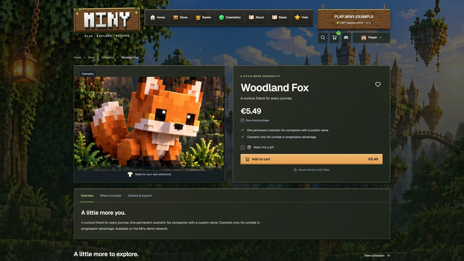 Product details — actual Miny interface with sample data