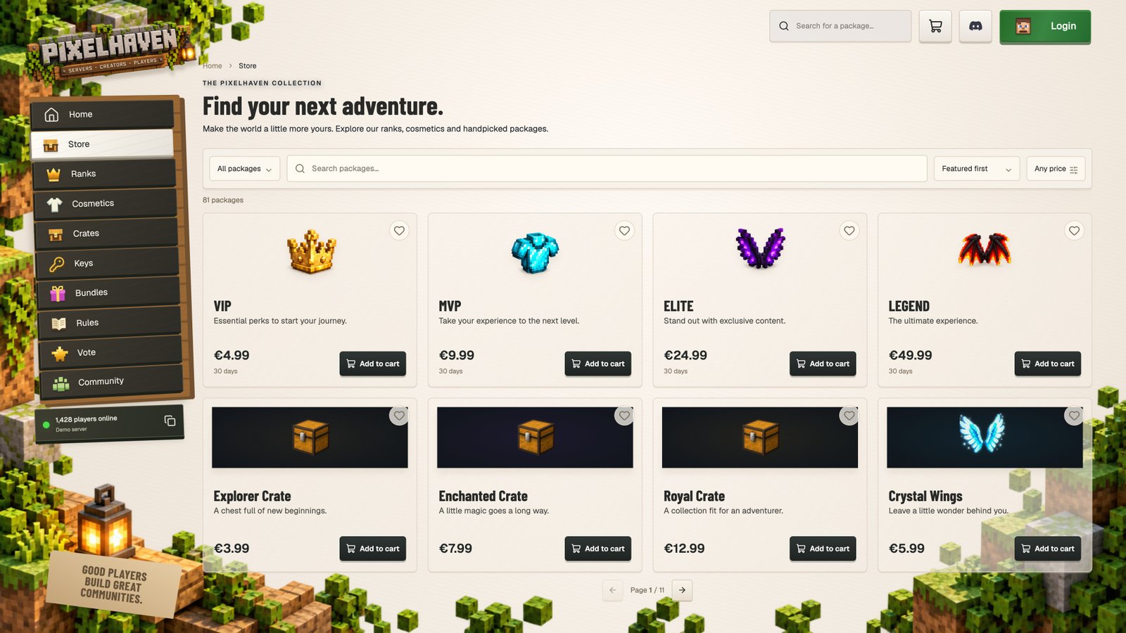 The Pixelhaven catalogue
