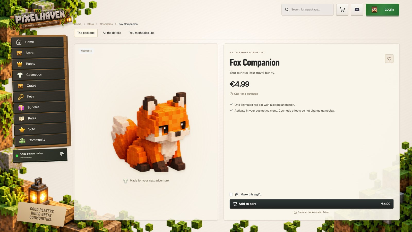 A complete product page
