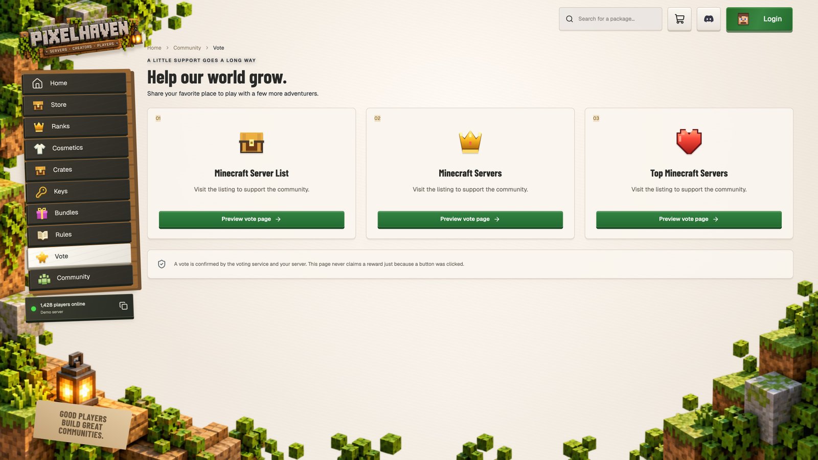Voting page