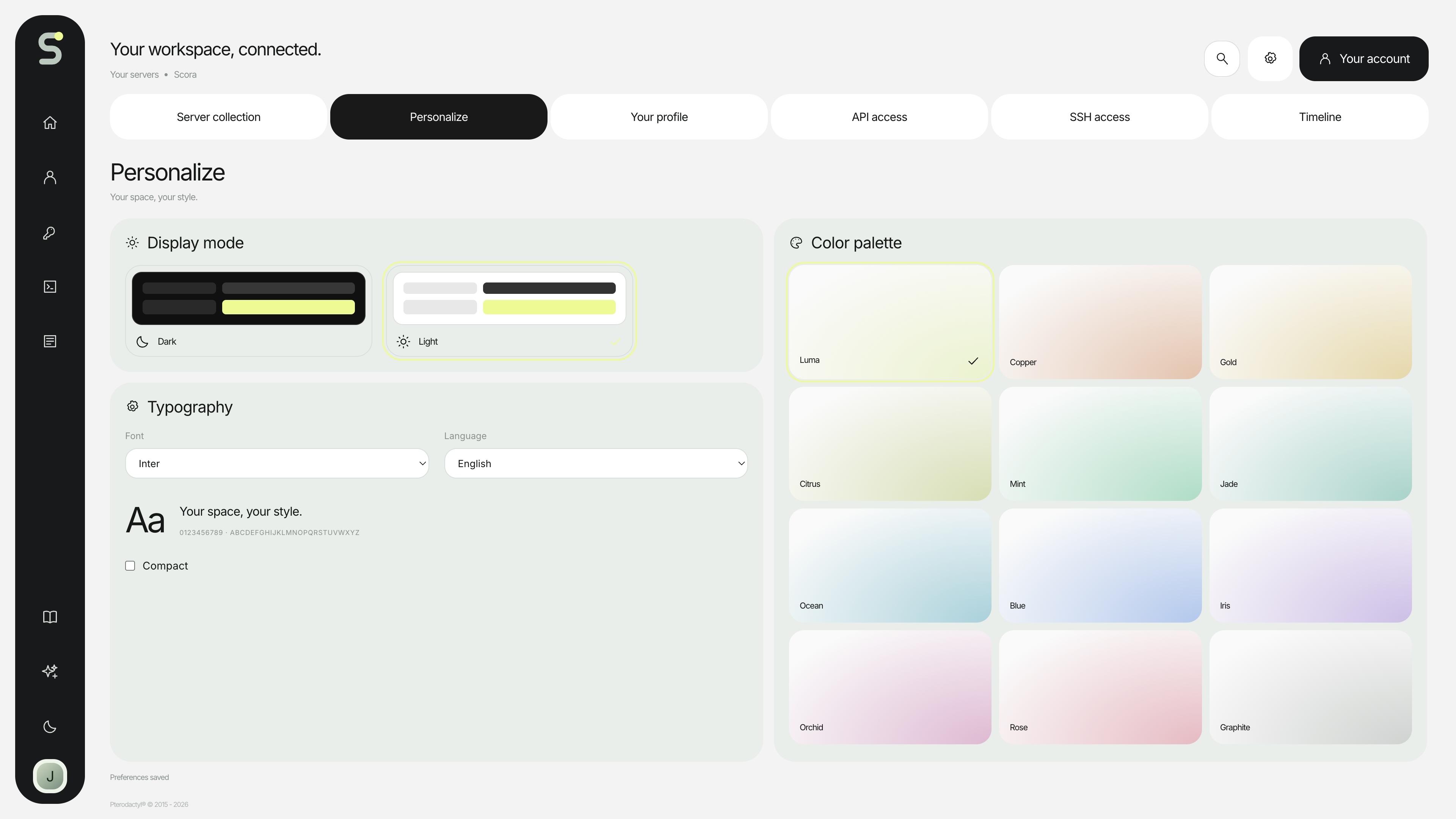 Scora — Personalize · sample data