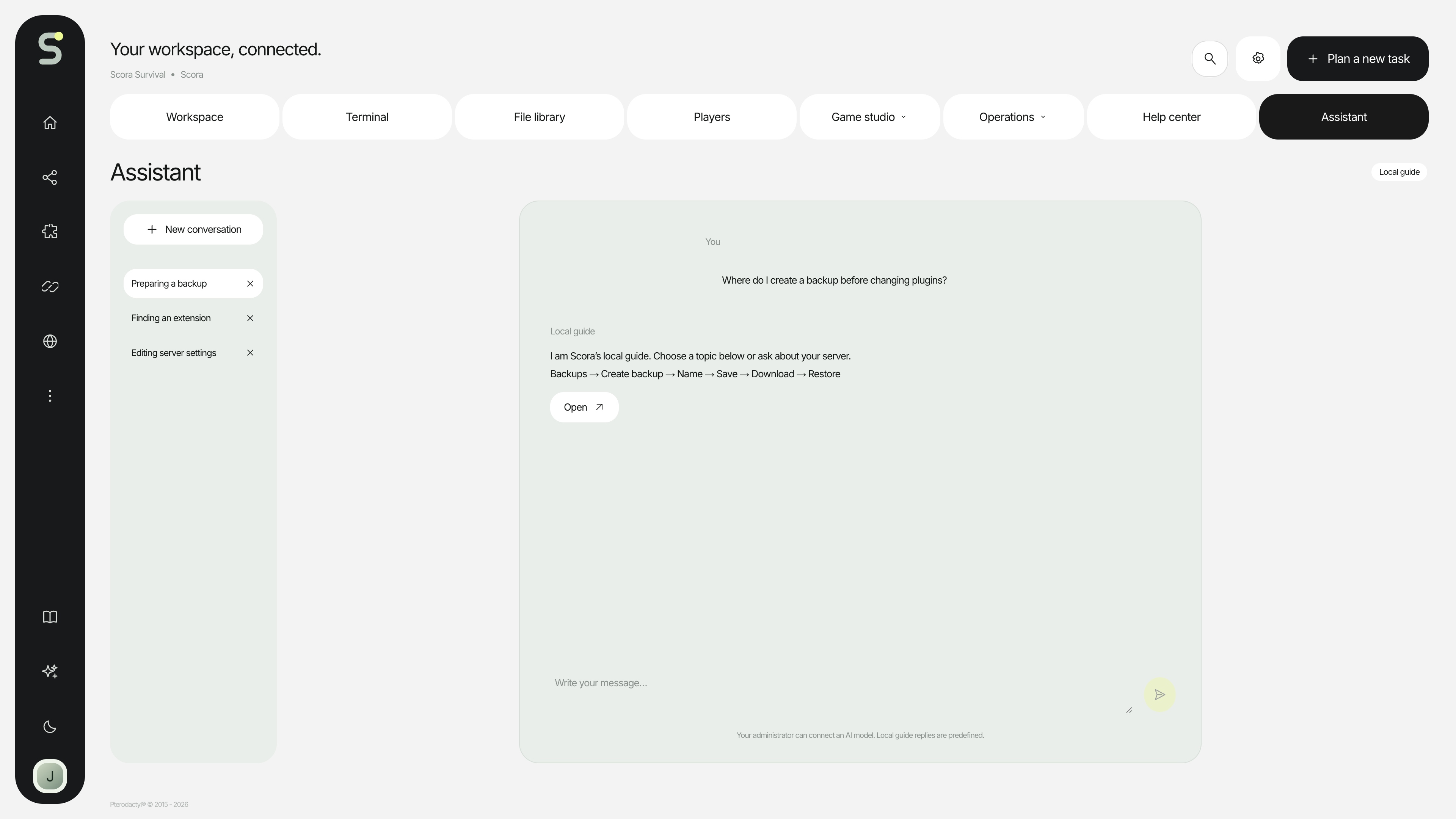 Scora — Assistant · sample data
