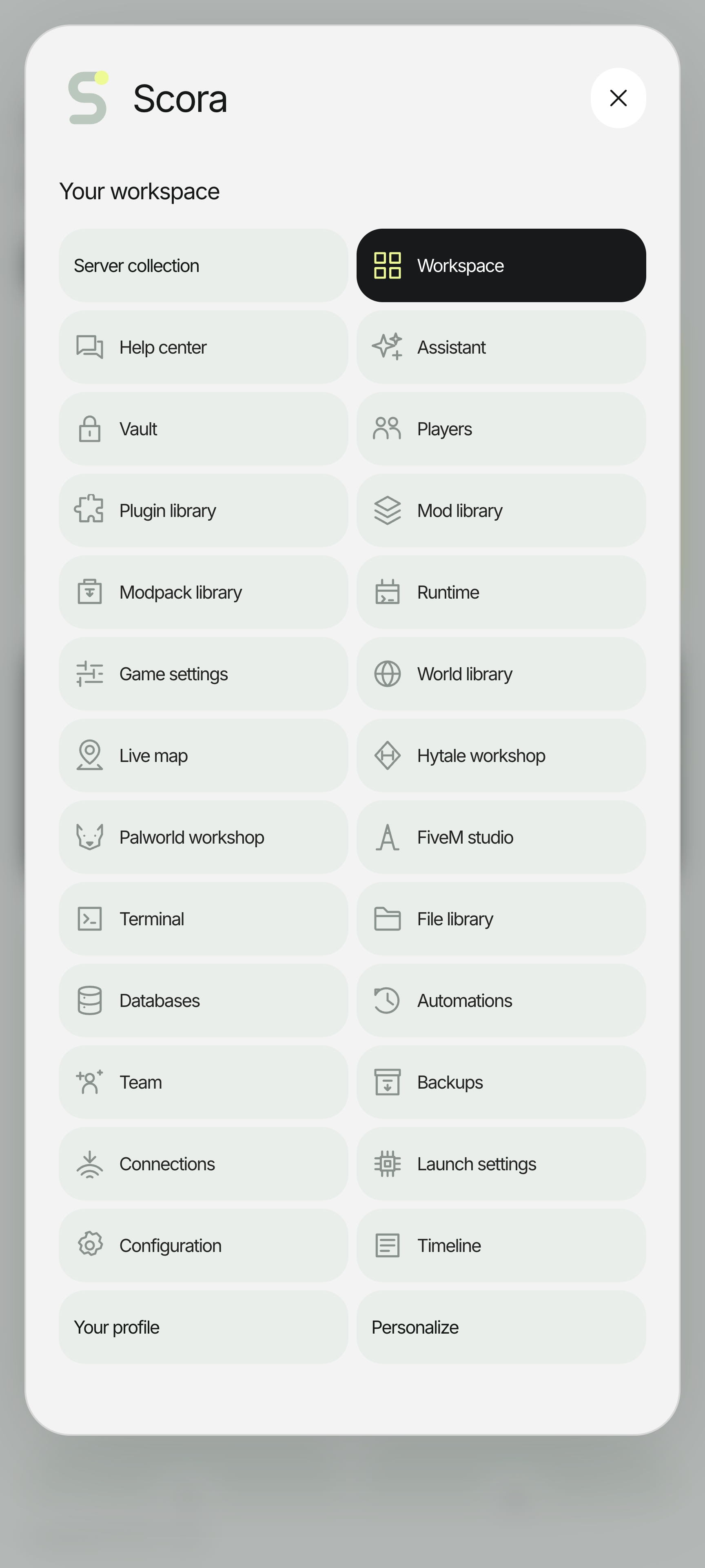 Scora mobile navigation drawer