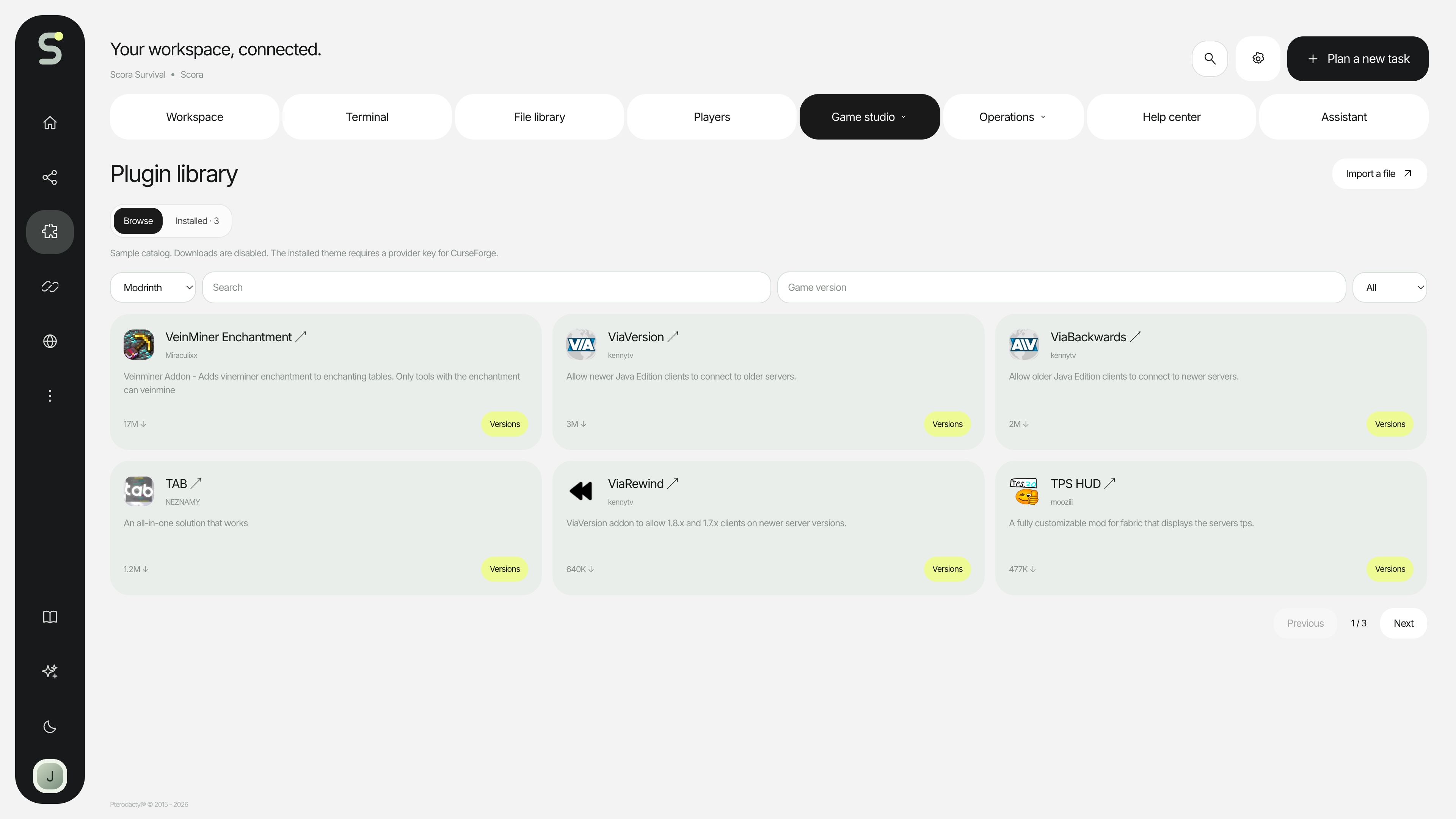 Scora — Plugin library · sample data