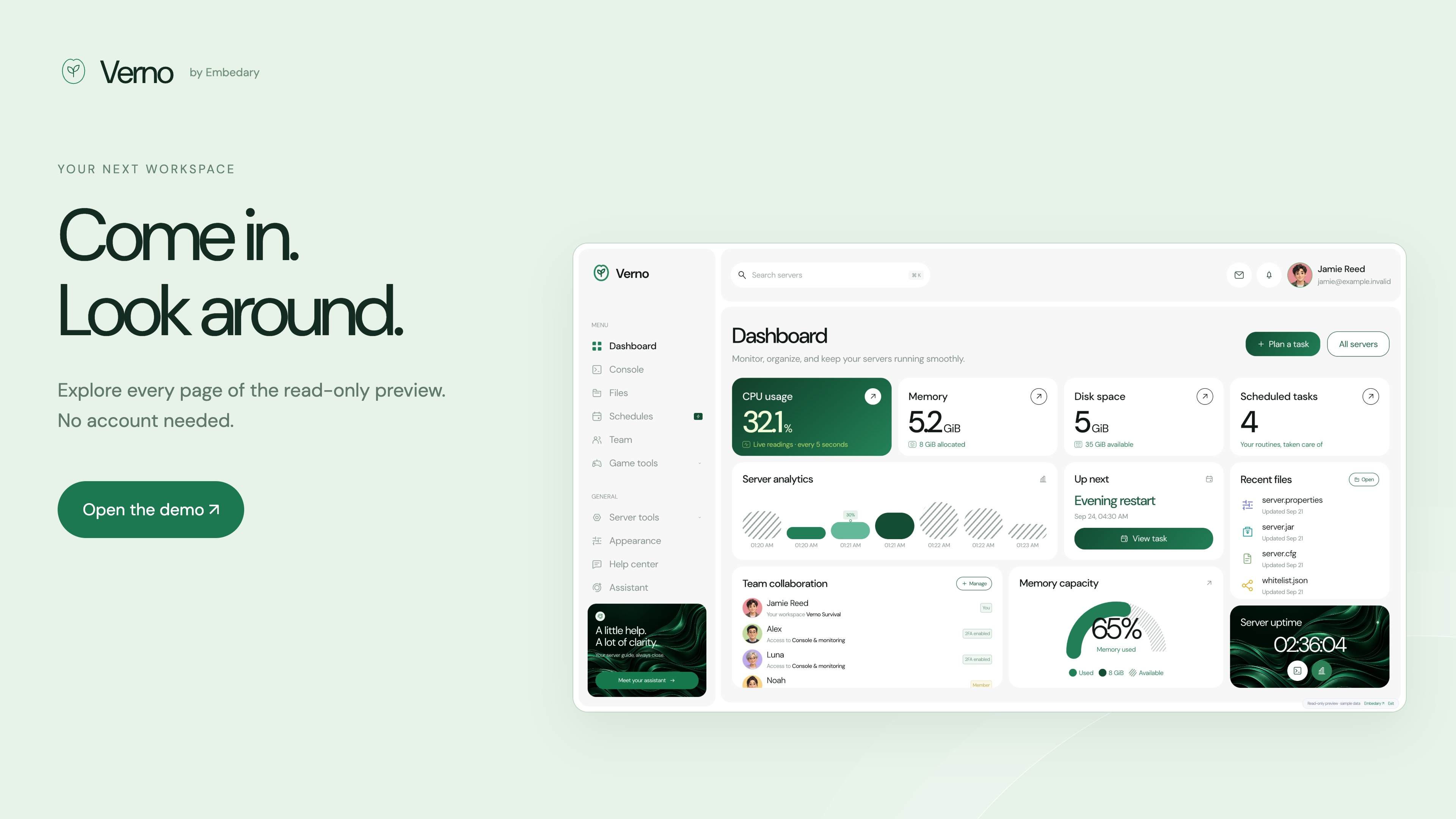 Open the Verno read-only demo. No account needed.