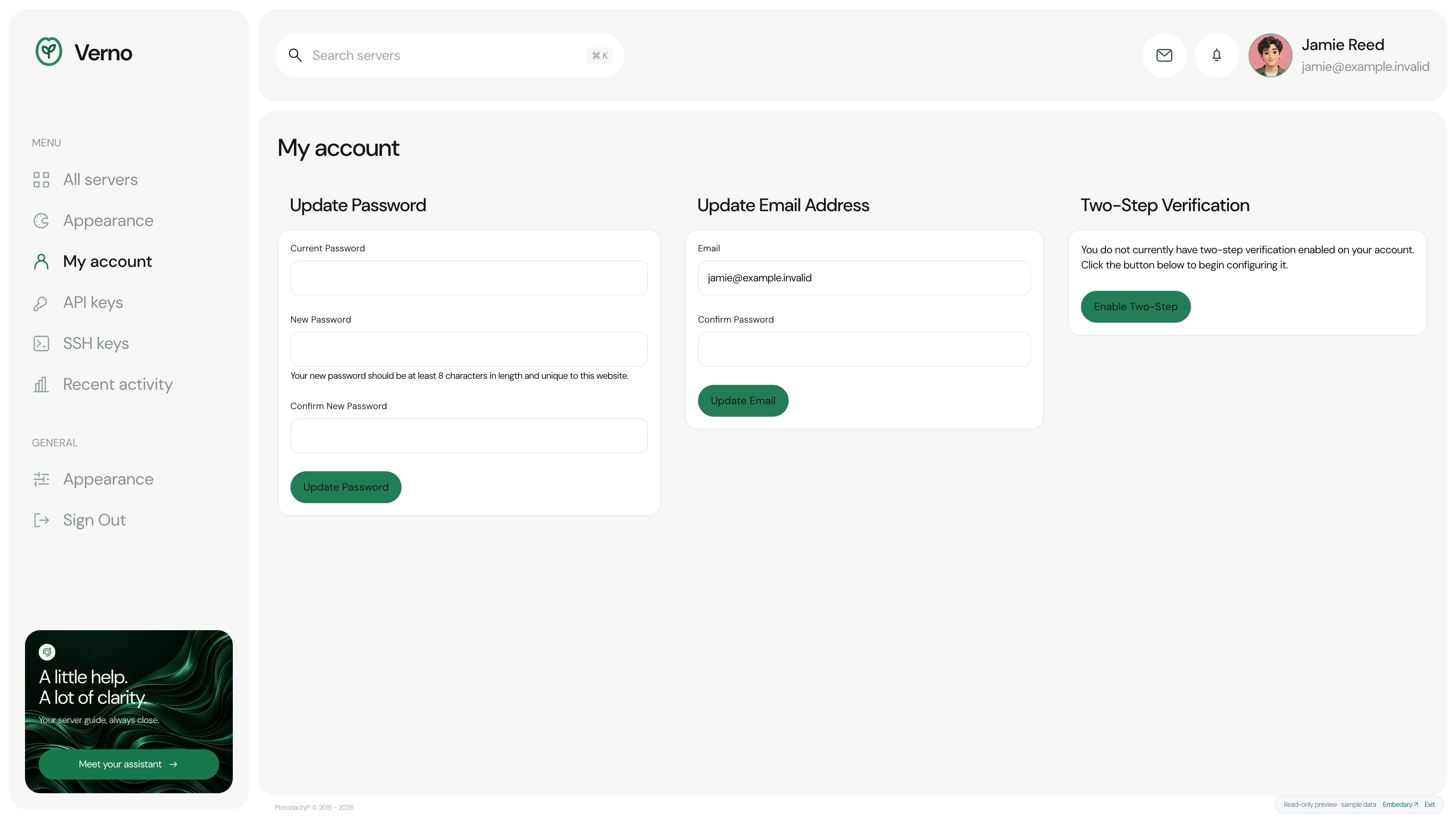 Verno — Account · sample data