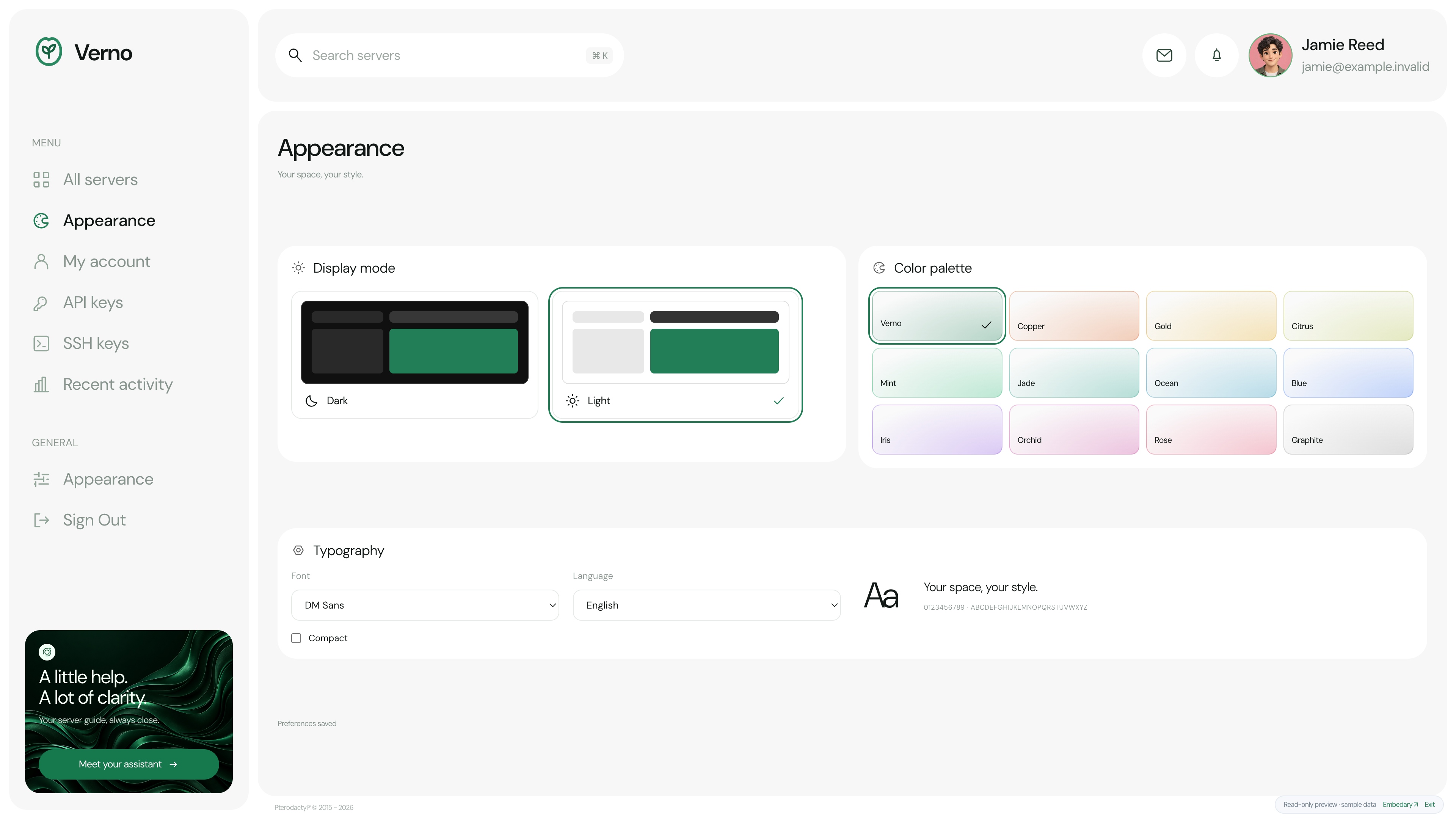 Verno — Your workspace · sample data