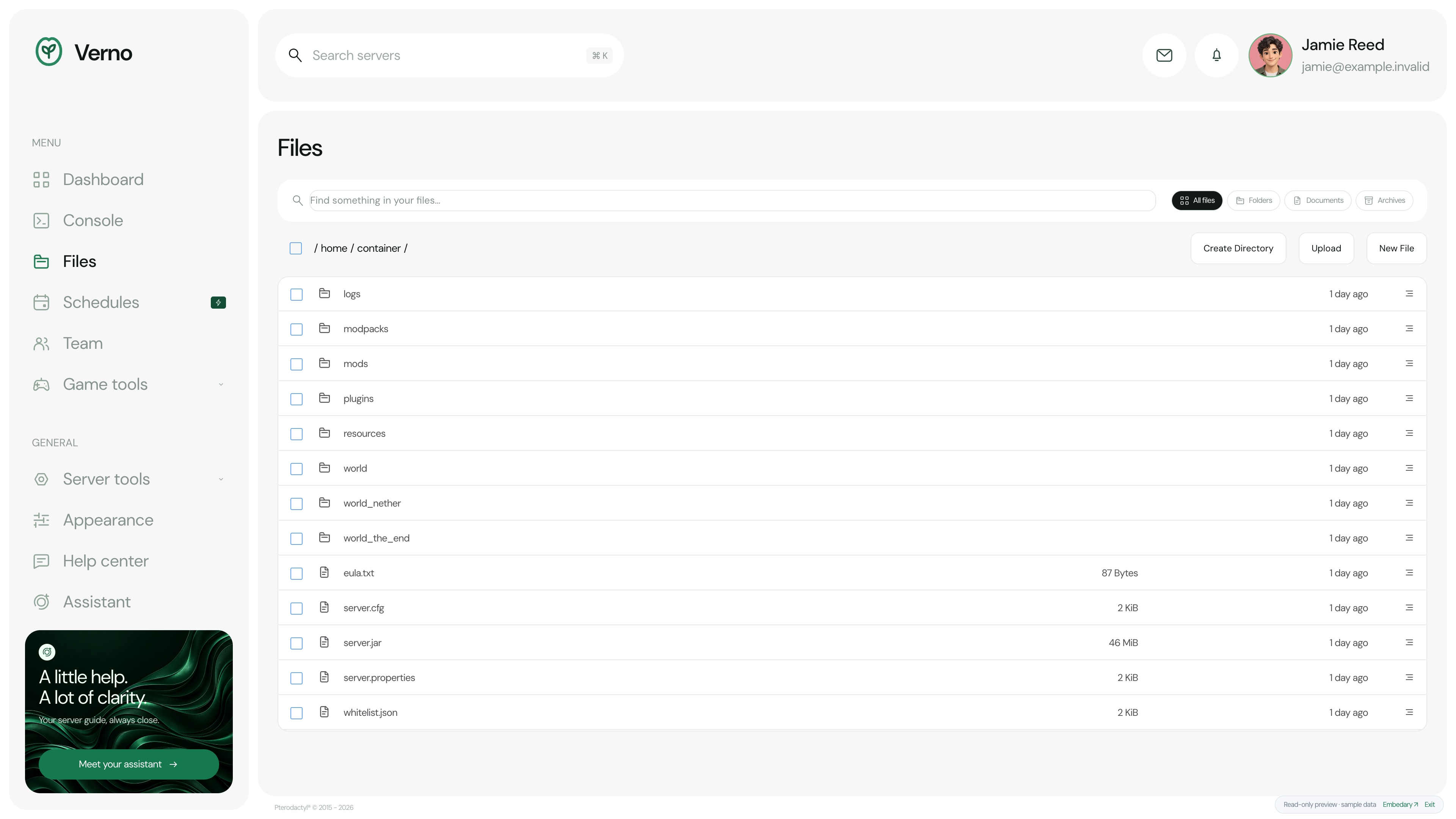 Verno — Files · sample data